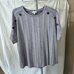 Westbound Navy+ White Stripe ScoopNeck Knit Pullover Top Raglan Sleeves XL NWOT